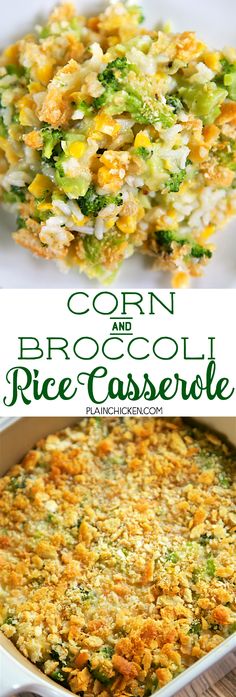 corn and broccoli rice casserole is an easy side dish for dinner