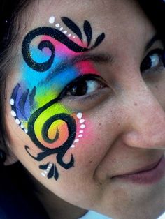 pride Tag Face Paint, Carnaval Make-up, Face Painting Flowers, Rainbow Face Paint, Eye Face Painting, Festival Face Paint, Face Painting Tips, Adult Face Painting, Girl Face Painting