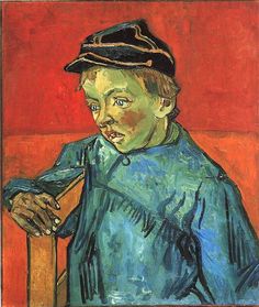 a painting of a young boy wearing a hat and holding a cane in his hand