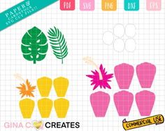 the printable paper is designed to look like different types of flowers and leaves,