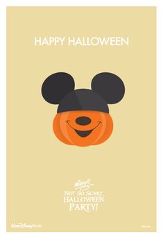 a mickey mouse pumpkin with the words happy halloween on it's face and ears