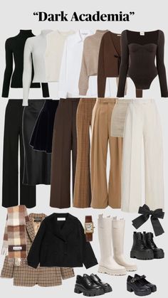 Dark Academia Capsule Wardrobe, Capsule Wardrobe Casual, Dark Academia Outfit, Dark Academy, Fashion Capsule Wardrobe, Clothes And Shoes, Outfits 2023, Fashion Capsule