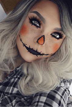 Scarecrow Halloween Makeup, Makeup Zombie, Halloween Makeup Look, Scarecrow Makeup, Halloweenský Makeup, Halloween Make-up Looks, Clever Halloween, Creepy Halloween Makeup, Cute Halloween Makeup