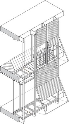 an architectural drawing of a stair case