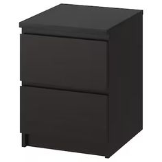 a black filing cabinet with two drawers