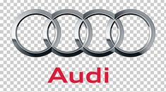 an audi logo with the word audi in red and white letters on top of it