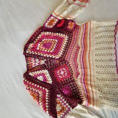 Adorable Free People Sweater. Rare Find! Adorable Pinks, Maroon, Cream Colors. Crocheted Piece. Loose Fit. Xs/S Worn Twice Euc Brown Granny Square, Square Sweater, Granny Square Sweater, Free People Sweaters, Free People Sweater, Granny Square, Colorful Sweaters, Cream Color, Pink Purple