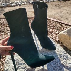 Euc Size 9 Black Ankle-high Booties With Reinforced Heel For Night Out, Reinforced Heel Ankle-high Booties For Night Out, Suede Ankle-high Boots For Night Out, Ankle-high Suede Boots For Night Out, Chic Black Mid-calf Boots With Almond Toe, Pointed Boots, Shoes Steve Madden, Steve Madden Shoes, Shoes Heels Boots