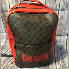 Rarely Used, Authentic Coach Backpack. Coach Backpack, Bags Coach, Signature Canvas, Coach Bags, Color Blocking, Bag Lady, Backpacks, Canvas, Red