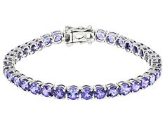 14.00ctw 4.5mm Round Tanzanite Platinum Tennis Bracelet. Measures approximately .18"W. Box clasp with Double Safety. Mother Daughter Gifts, Gifts Anniversary, Blue Tanzanite, Tanzanite Gemstone, Box Clasp, Argentium Silver, Fine Jewelry Bracelets, Wedding Bracelet, Pricing Jewelry