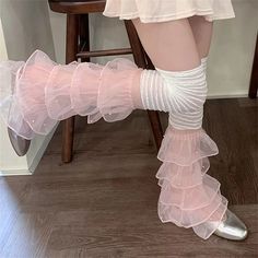 Color: Pink, Size: ONE Size Accessories Japanese, Thigh High Leg Warmers, Lace Leg Warmers, Leg Socks, Japanese Y2k, Socks Party, Boots Socks, Y2k Harajuku, Stockings Legs