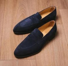 Condition New with box: A brand-new, unused, and unworn item (including handmade items) in the original ... Read more about the condition Pattern Solid Toe Shape Round Toe Closure Monk Strap Color Navy Blue Lining Material Leather Vintage No Brand Handmade Department Men Type Dress Customized Yes Style Monk Strap Outsole Material Leather Theme 90s Features Handmade Shoe Width M Country/Region of Manufacture Pakistan Season Fall, Spring, Summer, Winter Upper Material Suede Insole Material Leather Handmade Yes Blue Suede Formal Leather Shoes, Blue Semi-formal Round Toe Moccasins, Blue Leather Wingtip Loafers, Blue Slip-on Leather Shoes With Suede Lining, Blue Suede Loafers, Blue Suede Slip-on Tassel Loafers, Shoes Formal, Men Type, Leather Loafer Shoes