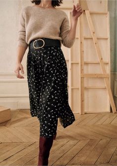 Shop this look, #ad Sezane Lookbook, Style Parisienne, Autumn Trends, Midi Flare Skirt, Dream Style, Work Style, Church Outfits, Dressy Outfits, Work Wardrobe