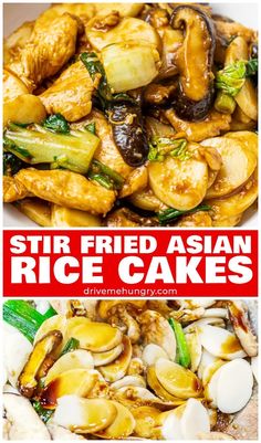 Stir Fried Shanghai Rice Cakes - Chao Nian Gao Frozen Rice Cake Recipes, Chinese Rice Cake Recipes, Rice Cakes Recipe, Tteokbokki Recipe, Nian Gao, Vegetarian Oyster Sauce, Korean Rice Cake, Asian Meals, Rice Cake Recipes