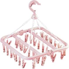 Every click is a love of life. Optimize your drying space with our Folding Hanging Hanger featuring 32 clips. This multi-functional, windproof hanger is perfect for drying a variety of items, from socks and underwear to shirts and baby clothes. Its innovative 360-degree rotating design ensures maximum airflow and efficient drying, making it a must-have for any household. Size: One Size.  Color: Pink. Laundry Hanging Rack, Placard Design, Clothes Dryer Rack, Hanging Drying Rack, Cloth Hanger, Folding Hanger, Plastic Clothes Hangers, Laundry Rack, Clothes Clips