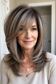 29+ Long Hairstyles for Older Women Over 50 3 Long Hairstyles For Fine Hair, Corte Long Bob, Hair Contouring, Grey Hair Transformation, Hairstyles For Older Women, Haircuts For Medium Length Hair, Pixie Bob Haircut, Haircuts For Medium Hair, Pixie Bob