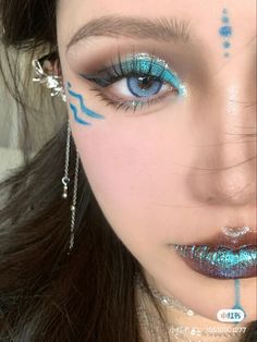 Shark Makeup, Holographic Eyeshadow, Alien Makeup, Crying Tears, Rave Makeup, Eye Makeup Designs, Mermaid Makeup