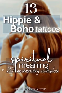 the back of a woman's head with text that reads, 13 hippie and boho tattoos