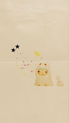 an image of a child's drawing with stars and a ghost on it,