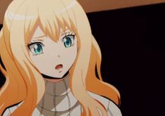 an anime character with long blonde hair and blue eyes