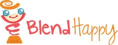 the words blend happy are written in red and orange letters with an image of a