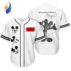 If you’re a fan of Disney’s iconic character, Mickey Mouse, then this Mickey Jersey Disney Mickey Mouse shirt is a Character Print T-shirt For Disney Fan Events, Mickey Mouse Themed Crew Neck Shirt, White Themed Mickey Mouse T-shirt, Disney Themed Short Sleeve Shirt, Themed Cotton Shirt With Mickey Mouse, Themed Disney Trips Shirt With Character Print, Disney T-shirt With Sublimation Print For Fan Events, Disney Cotton Shirt For Disney Fan Events, Themed Letter Print Shirt For Disney Trips