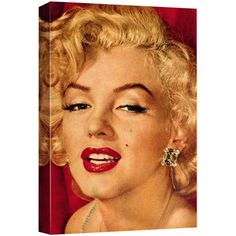 a marilyn monroe portrait on a red background