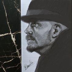 a drawing of a man wearing a hat