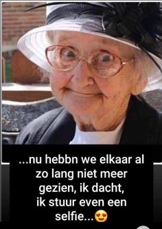 an old woman wearing glasses and a hat with the caption in german on it