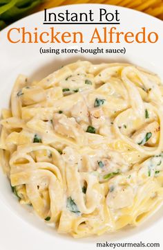 an image of chicken alfredo in a white bowl