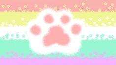 an animal paw print on a multicolored background