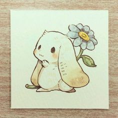 a drawing of a koala holding a flower