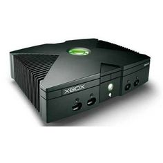 the back side of a black box with two green lights on it and an external power strip