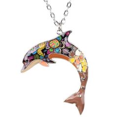 SECURE CHECKOUT   BUY 2 ITEMS and GET 3rd ITEM FREE! Just add 3 items to cart and you will only be charged for 2 of them at checkout. This adorable Dolphin  necklace is part of our Enamel Artist's Collection. Created with love by designer Lisa Long who uses the same age-old enameling process as Faberge and Tiffany to bring color to this beachy Jewelry. Each pendant comes complete with an extendable 18" to 21" zin Dolphin Necklace Pendants, Penguin Bracelet, Crab Earrings, Nautical Themed Party, Dolphin Necklace, Beachy Jewelry, Bracelet Viking, Necklace Stand, Nautical Jewelry