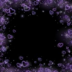 purple hearts on black background with stars