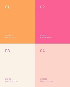 three different colors with the same number in each color scheme, one pink and one orange