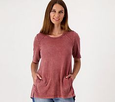 Meet your new go-to pick for the everyday. This ultra-comfortable, beautifully faded top is ready for errands around town or a relaxing day at home. Either way, we're sure you're going to look fab! From LOGO by Lori Goldstein®. Trendy Everyday Washed Tops, Comfortable Short Sleeve Top For Casual Gatherings, Comfy Cotton Summer Tops, Comfy Cotton Tops For Everyday, Comfy Cotton Everyday Tops, Comfy Everyday Cotton Tops, Soft-washed Acid Wash Tops For Fall, Comfortable Relaxed Fit Soft-washed Tops, Fall Casual Comfortable Tops