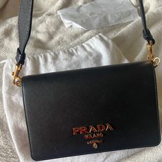 Beautiful And Elegant Prada Bag, With A Shoulder Strap And He Cross Body Chain Strap , Can Be Worn Two Ways. In Brand New Condition Designer Gold Saffiano Leather Shoulder Bag, Gold Saffiano Leather Evening Bag, Formal Saffiano Leather Bag With Chain Strap, Gold Saffiano Leather Shoulder Bag For Evening, Elegant Gold Saffiano Leather Shoulder Bag, Saffiano Leather Mini Bag, Leather Mini Bag, Leather Mini, Prada Bag