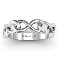 a wedding band with an intertwined design