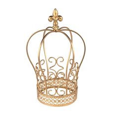 a gold metal crown on a white background