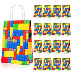 PRICES MAY VARY. 👍Super Value Building Block Party Favor Bags: You will receive 24 pieces of building block party favor bags.Enough quantity and different colors to meet your daily use and party use.You can fill them with various items to give to party guests as a thank you. 🤞Perfect Size: Each color bricks treat candy bag measures 8.42 x 5.87 x 3.08 inches/21.3 x 15 x 8 cm(handles not included),the handle size is 3.6 inch/9.16 cm.Easy for carrying and roomy enough for holding party favors or Lego Party Bags, Block Birthday Party, Mermaid Party Favors, Favour Bags, Birthday Decorations Kids, Lego Birthday Party, Classroom Rewards, Birthday Gift Bags, Lego Birthday