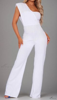 Elluis - Stylish Sleeveless Jumpsuit featuring a Chic Single Shoulder Strap Trouser Style, Sleeveless Jumpsuits, Knit Pants, Waist Pants, Dressmaking, Types Of Sleeves, Shoulder Strap, Wide Leg, Two Piece