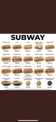 the subway menu is displayed on an iphone screen, and it appears to be in english