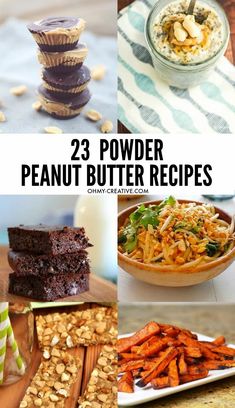 peanut butter recipes with text overlay that reads 23 pb2 powdered peanut butter recipes