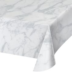 a white marble tablecloth with an elegant design on the top and bottom, set against a white background