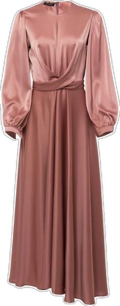 Neck Wrap, Satin Dress, Dress Design, Waist Belt, Dusty Rose, Satin Dresses, Designer Dresses, Length Sleeve, Full Length