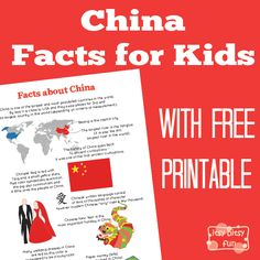 china fact for kids with free printables on the front and back cover,