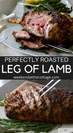 the perfect roasted leg of lamb with rosemary garnish