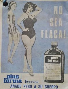 an old advert for plus formula from the 1950's shows a woman in a bathing suit