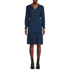 Work or weekend looks are given extra added flair with our Hailey woven plaid dress. Jewel colored plaids to choose from! Fun kicky plaids for Fall and winter weather wearing! Ankle boots are must here for an exciting updated look! Size: XS.  Color: Blue.  Gender: female.  Age Group: adult. Women Gathering, Sleeveless Knit Dress, Blue Sleeveless Dress, Textured Dress, Short Dresses Casual, Midi Dress Casual, Ribbed Dresses, Wear To Work, Necklace Size